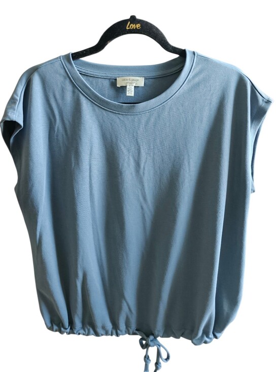 Cable & Gauge Tops - Cable & Gauge Dusty Blue Drawstring Hem Tank